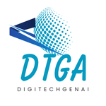 Logo of DigitechGenAI, a tech company specializing in AI solutions, with modern blue DTGA lettering and minimalistic design.