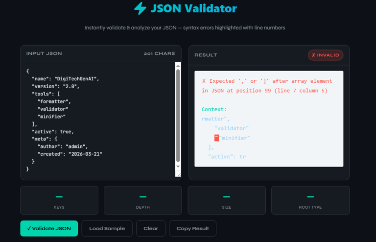 JSON Validator Online | Validate, Fix & Format JSON Instantly ...